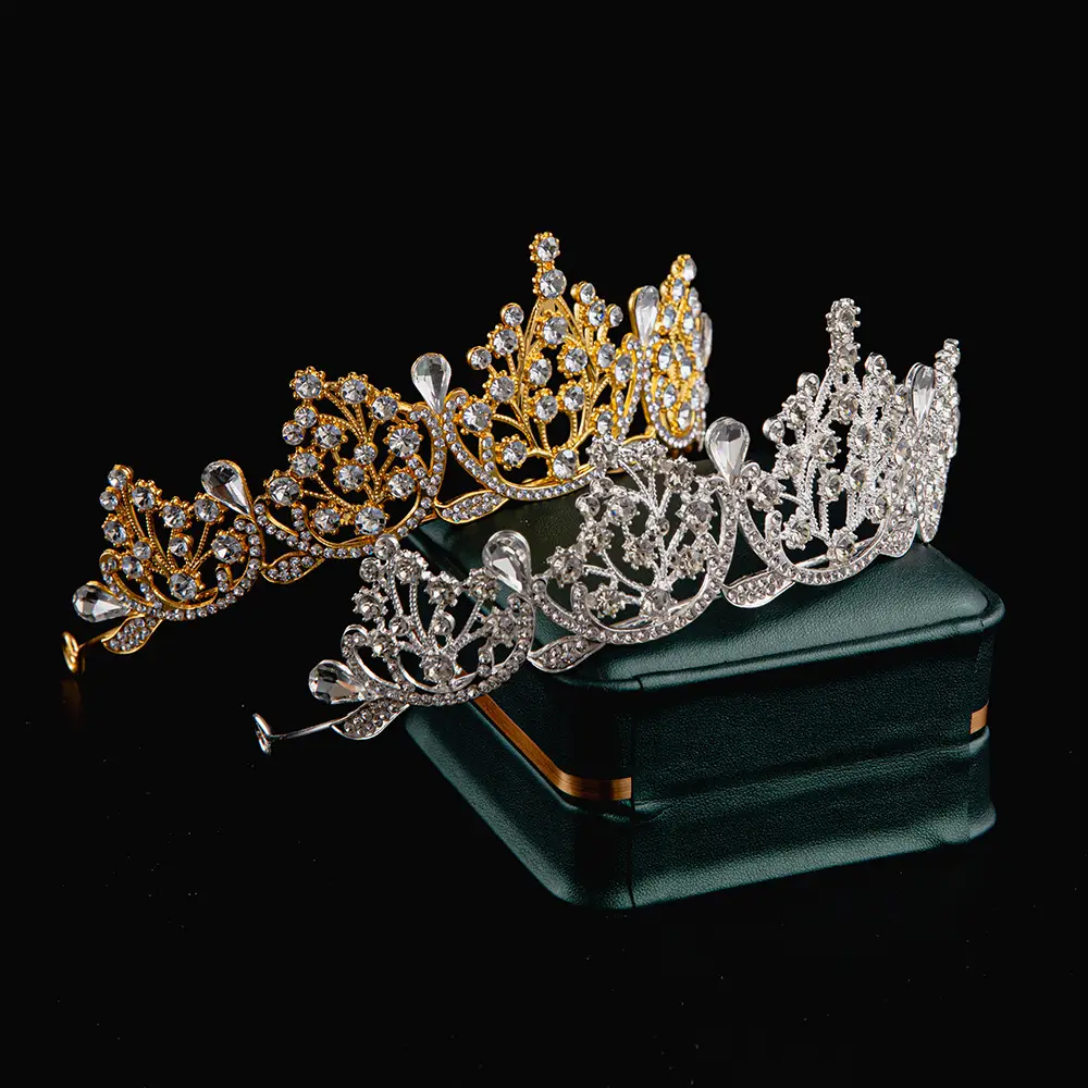 2024 Princess Crown Gold Emerald Wedding Bridal Crown — feature 32