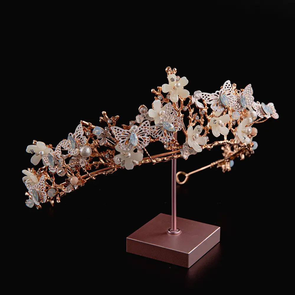 2024 Princess Crown Gold Emerald Wedding Bridal Crown — feature 33