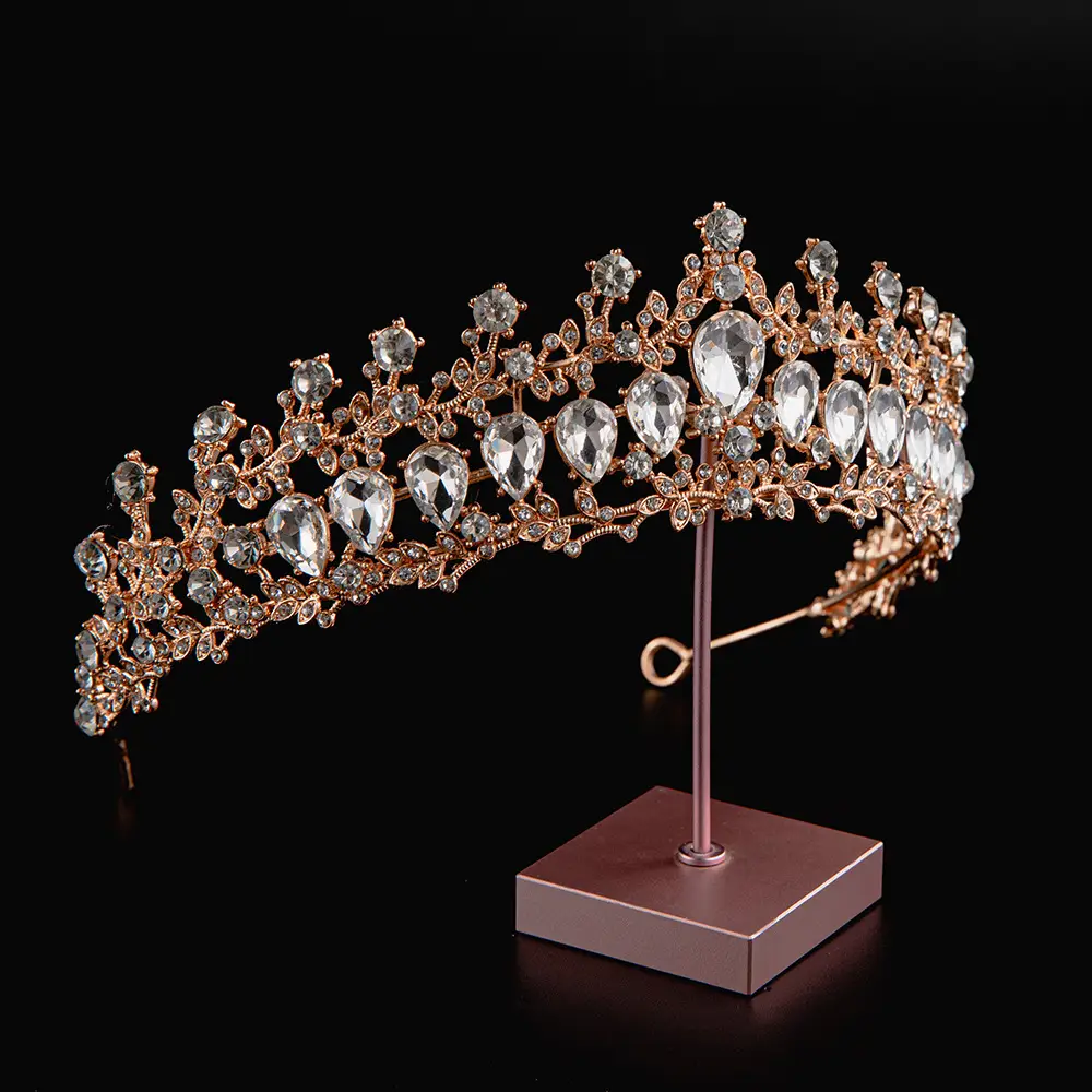 2024 Princess Crown Gold Emerald Wedding Bridal Crown — feature 36