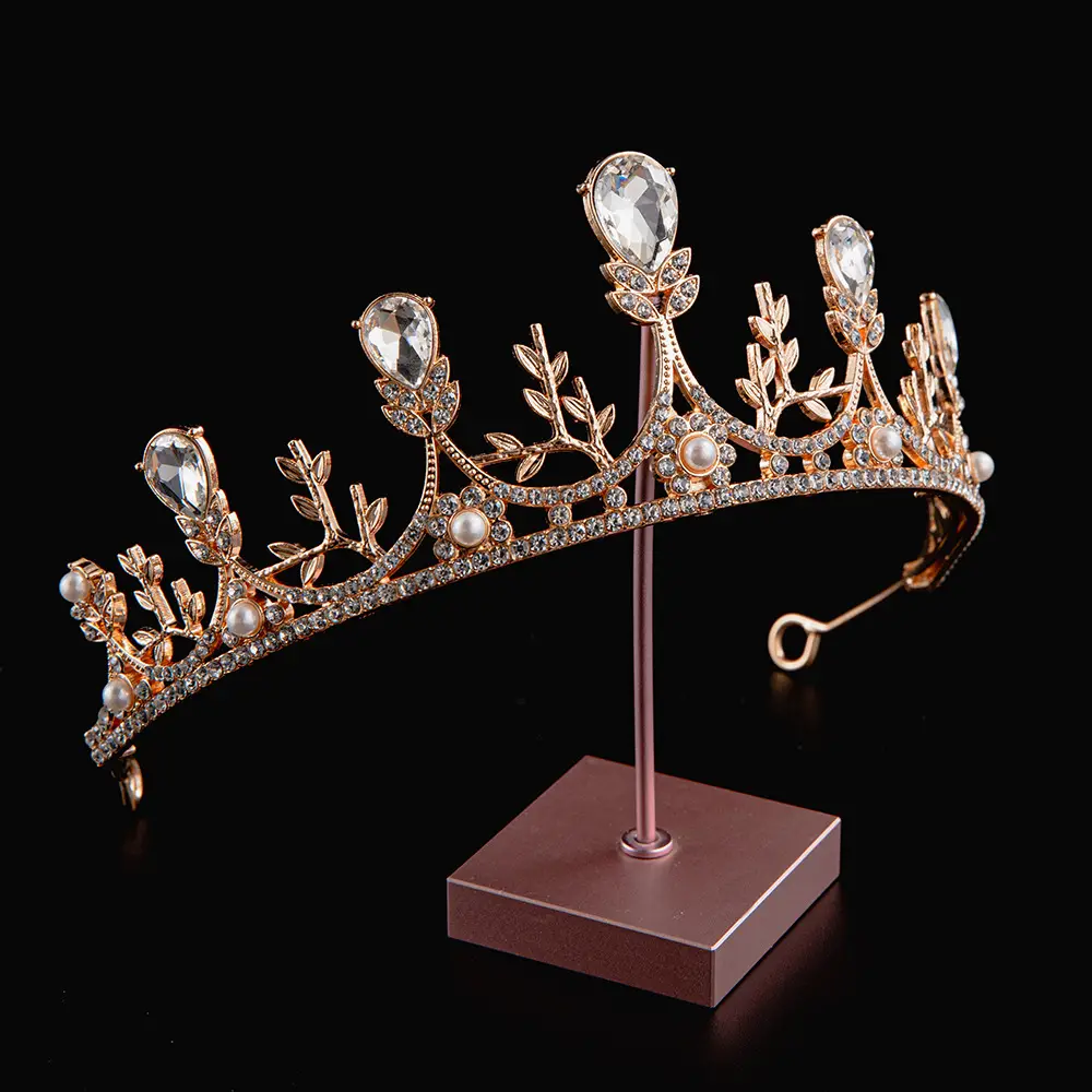 2024 Princess Crown Gold Emerald Wedding Bridal Crown — feature 39