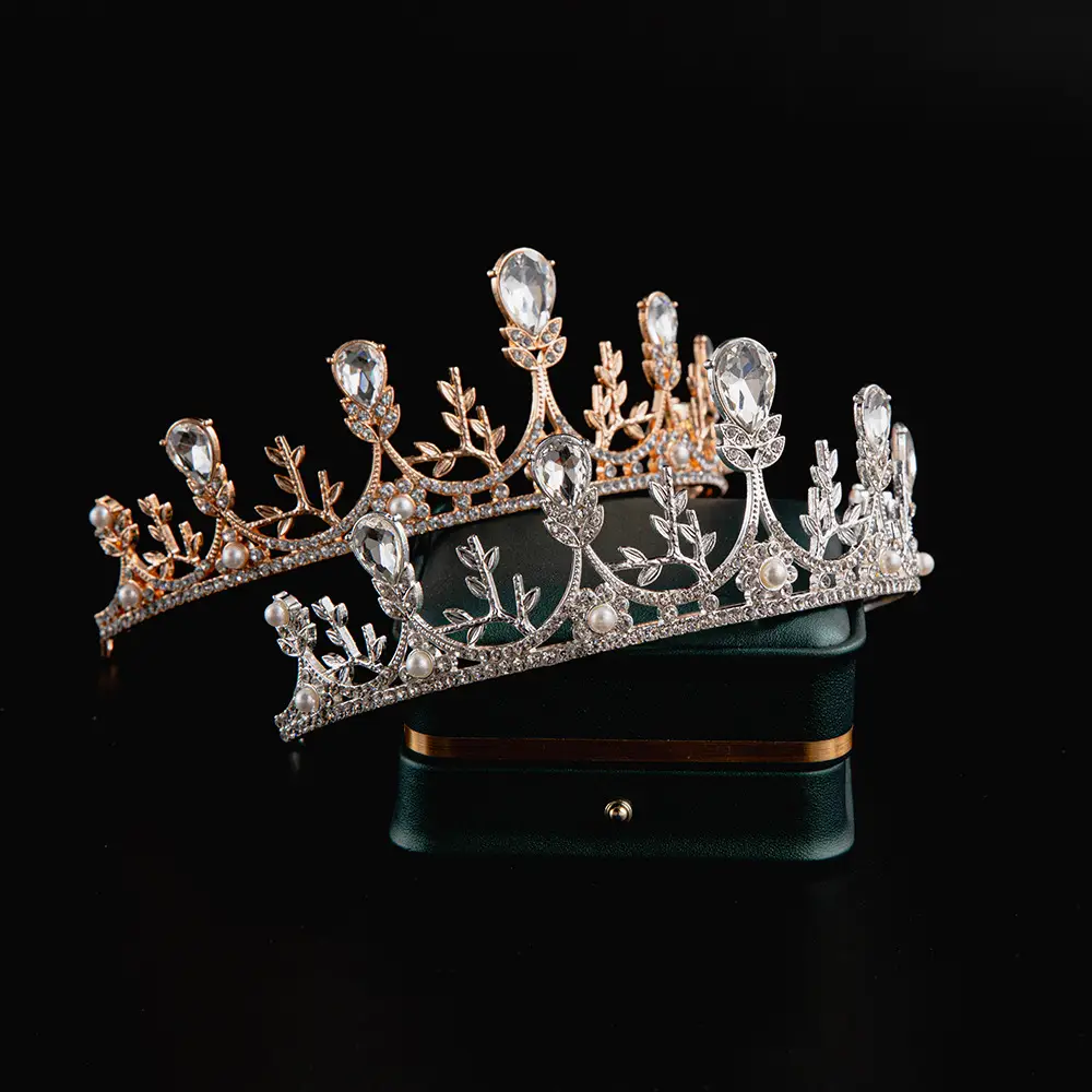 2024 Princess Crown Gold Emerald Wedding Bridal Crown — feature 41