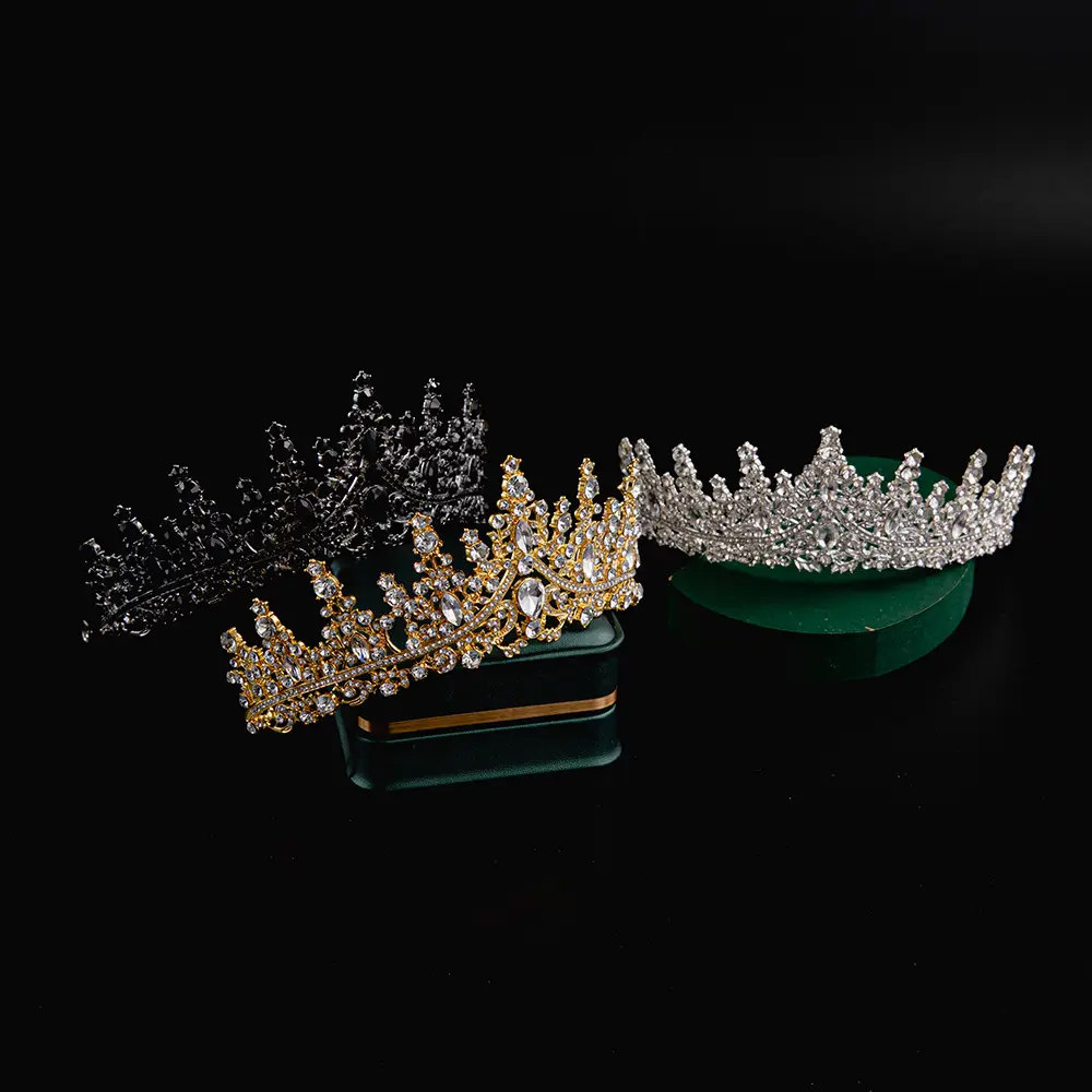 2024 Princess Crown Gold Emerald Wedding Bridal Crown — feature 45