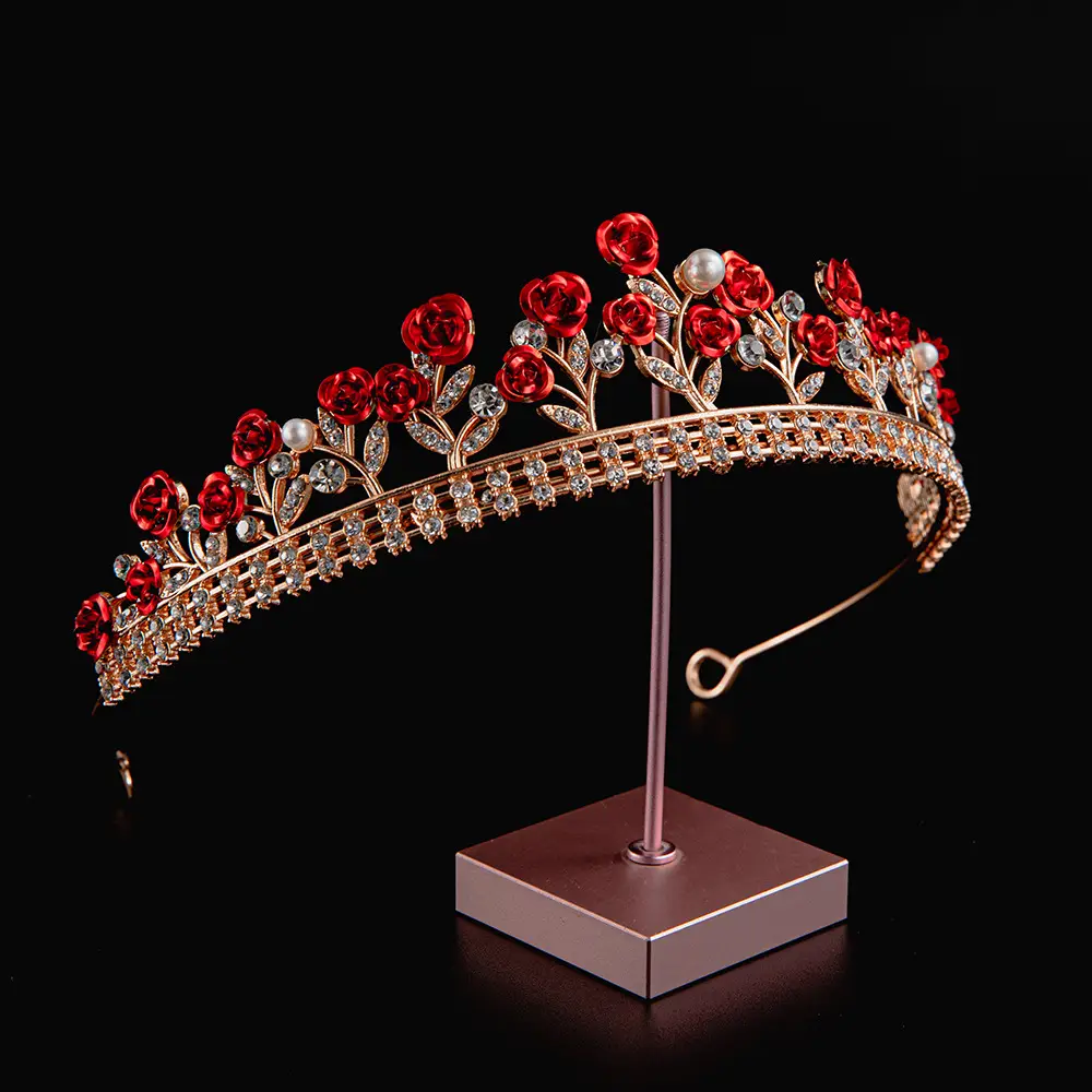 2024 Princess Crown Gold Emerald Wedding Bridal Crown — feature 8
