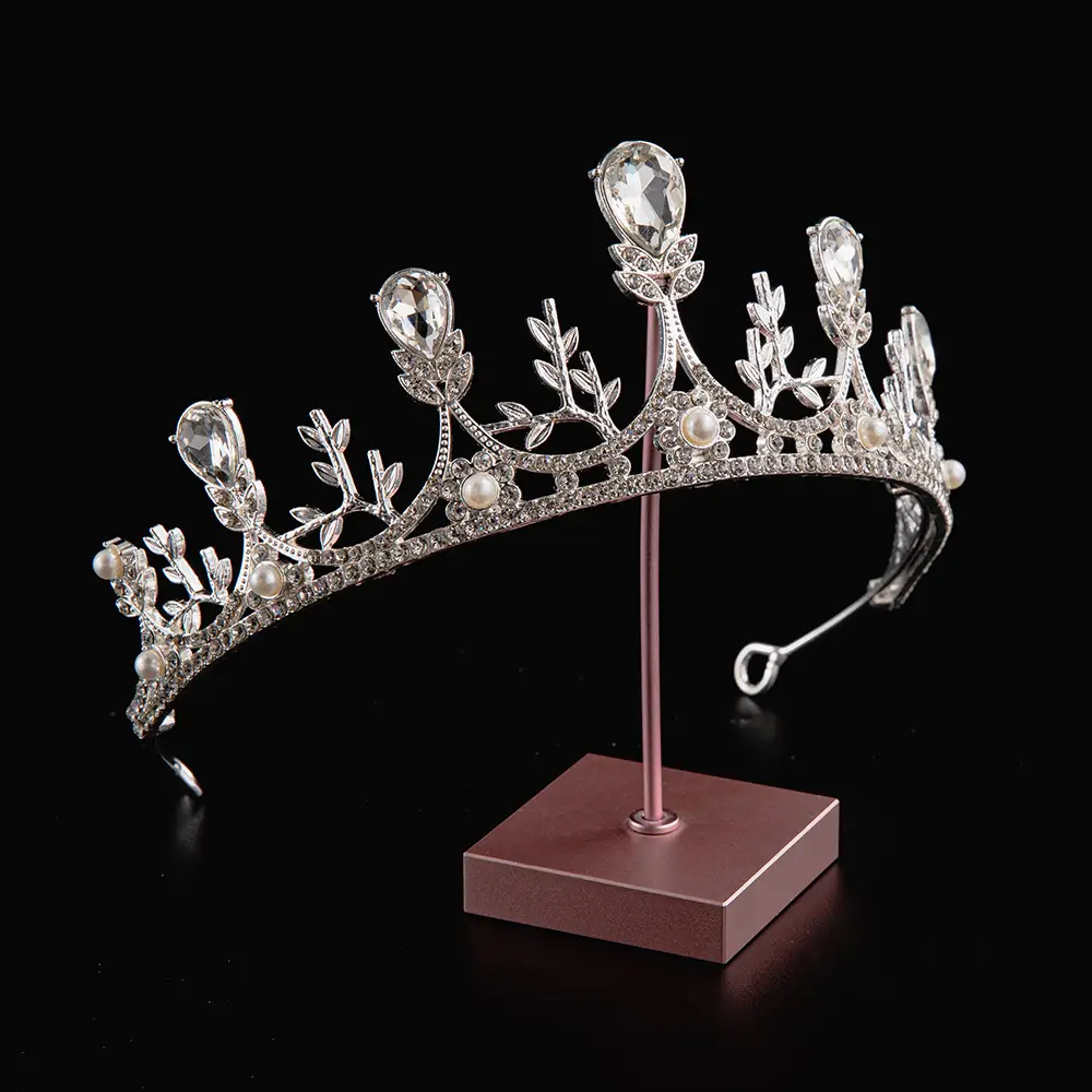 2024 Princess Crown Gold Emerald Wedding Bridal Crown - Image 12