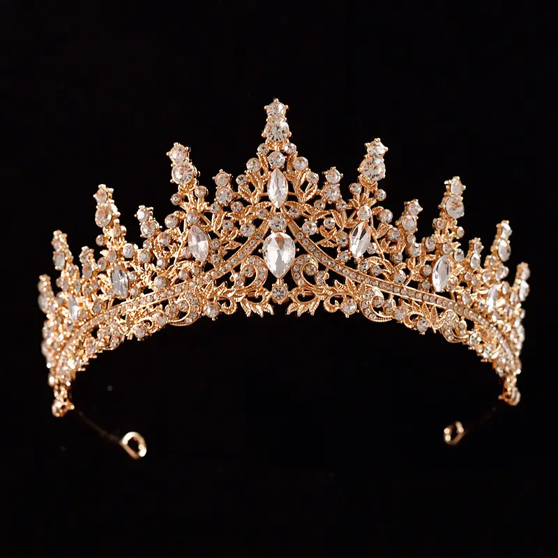 2024 Princess Crown Gold Emerald Wedding Bridal Crown - Image 16