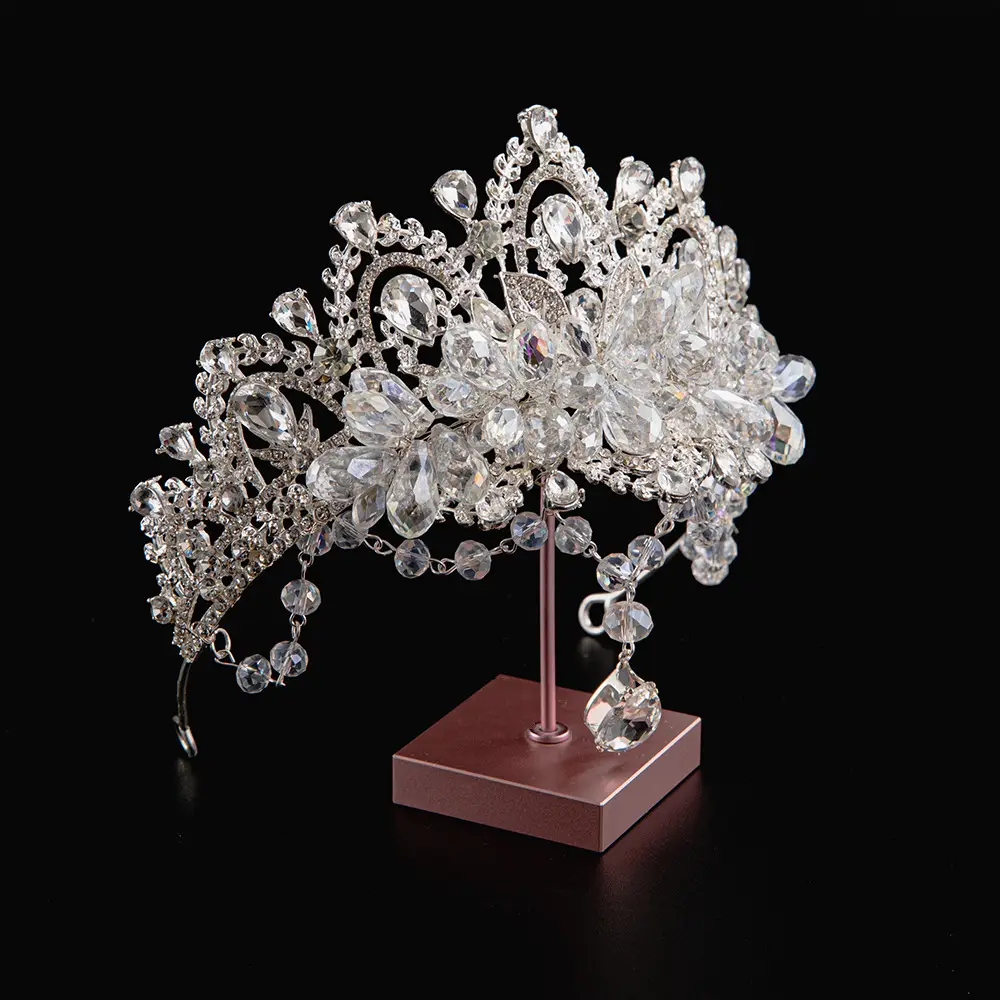 2024 Princess Crown Gold Emerald Wedding Bridal Crown - Image 20