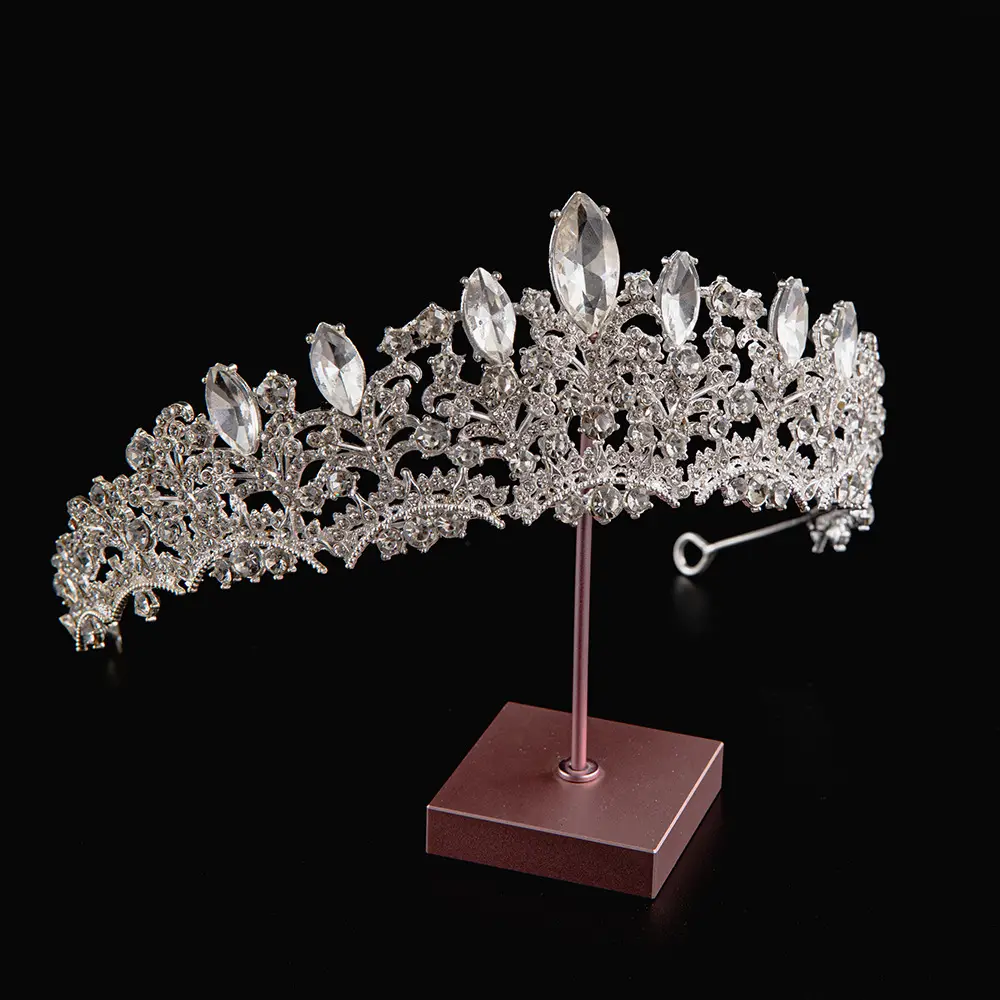 2024 Princess Crown Gold Emerald Wedding Bridal Crown - Image 25