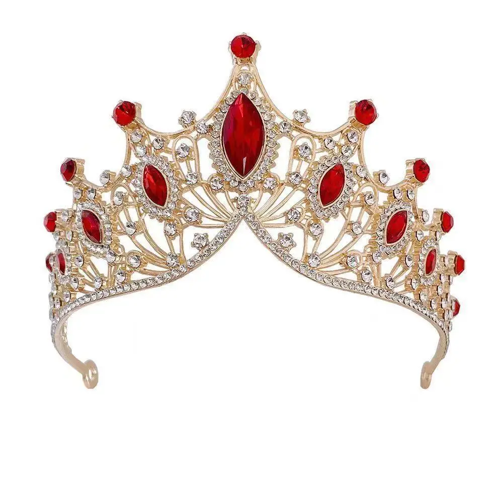 2024 Princess Crown Gold Emerald Wedding Bridal Crown - Image 29