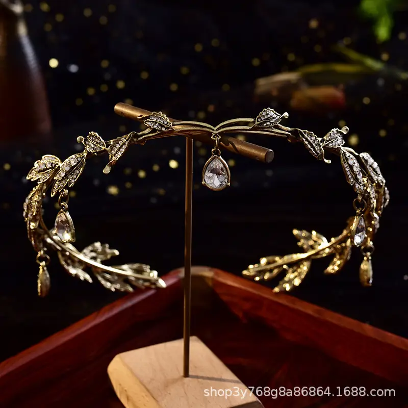 2024 Princess Crown Gold Emerald Wedding Bridal Crown - Image 35
