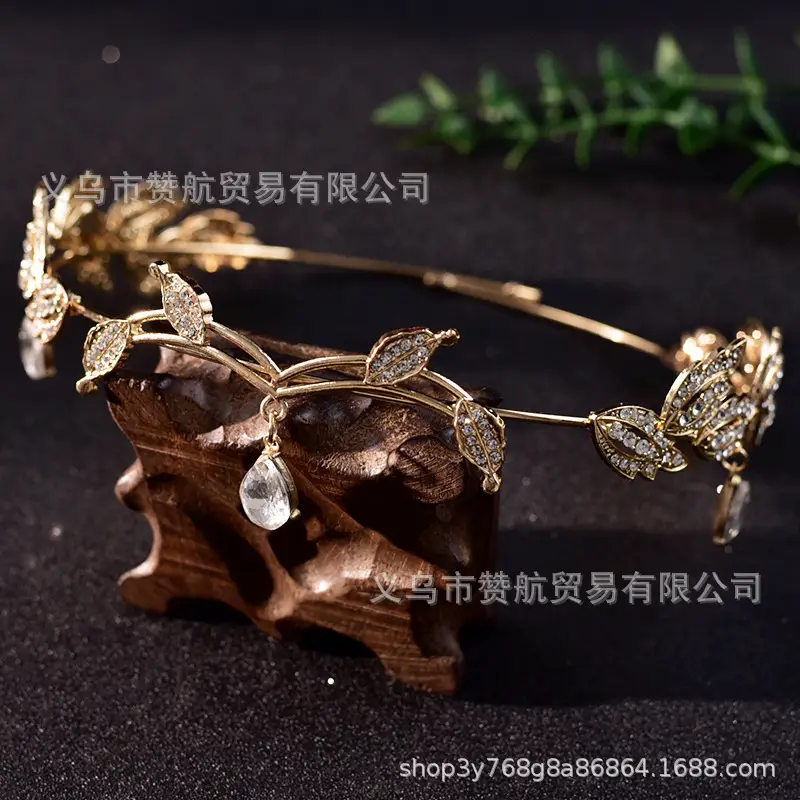 2024 Princess Crown Gold Emerald Wedding Bridal Crown - Image 36