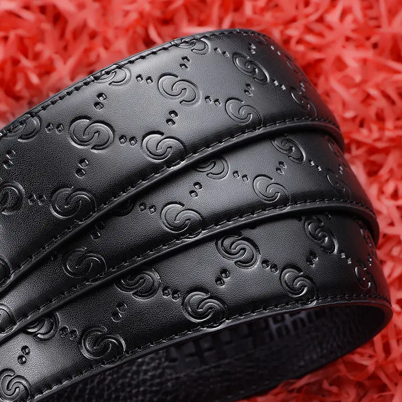 Men's Black Leather Belt with Letter B Buckle - Image 5