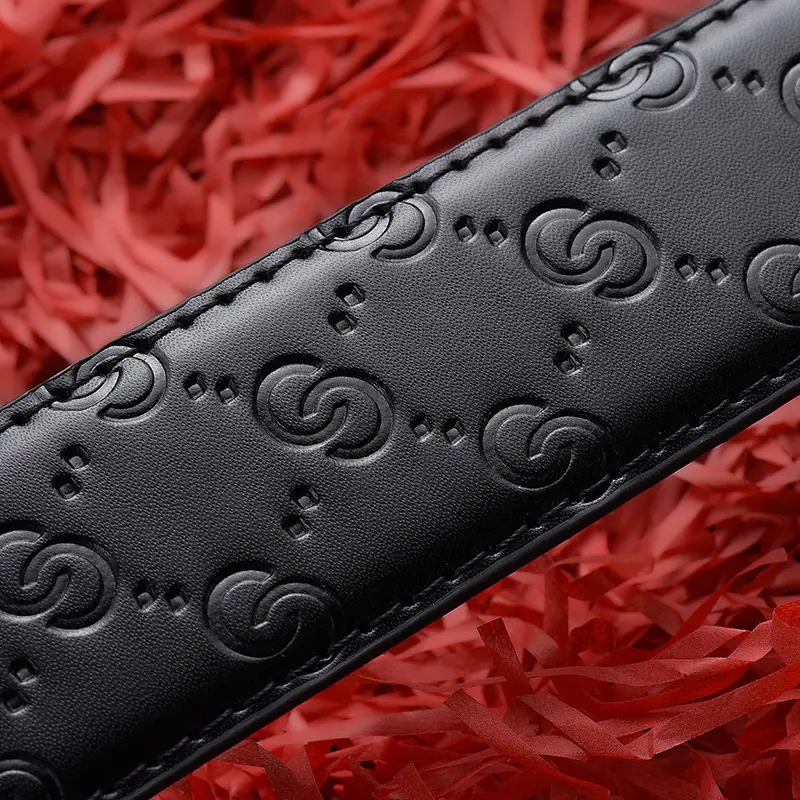 Men's Black Leather Belt with Letter B Buckle - Image 6