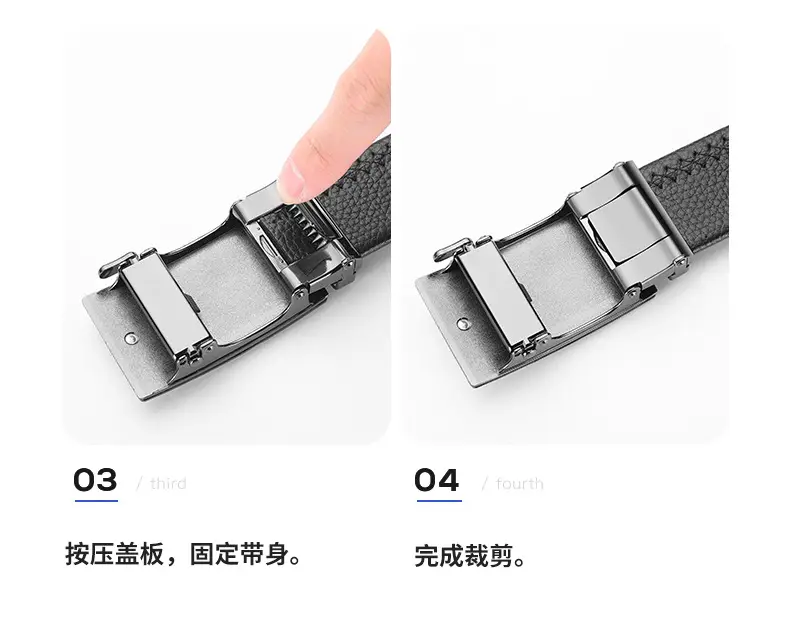 Men's Black Leather Belt with Letter B Buckle — feature 15