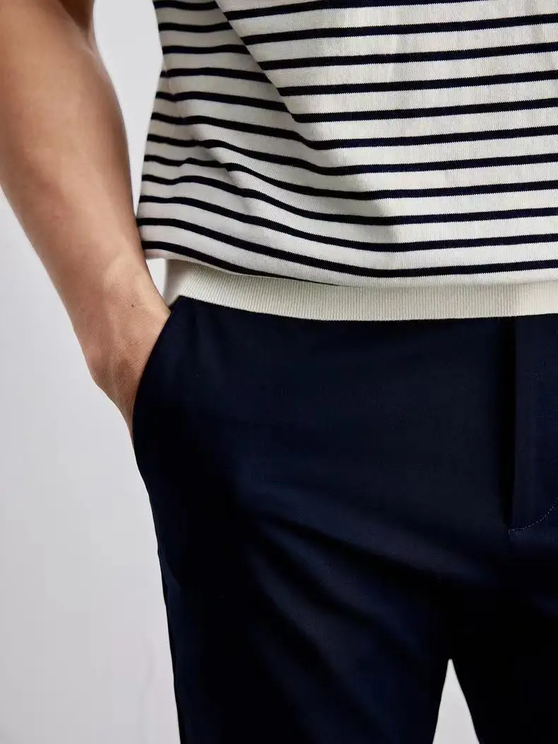 Men Striped Polo T-Shirt Blue White Casual Summer — feature 19