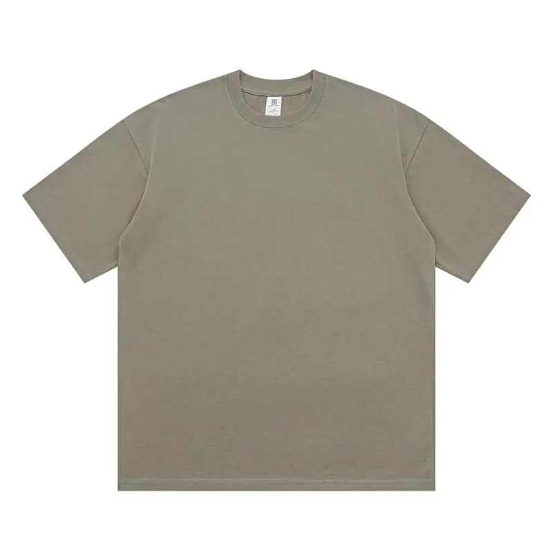260g Cotton Men's Short Sleeve T-Shirt Grey - Image 5