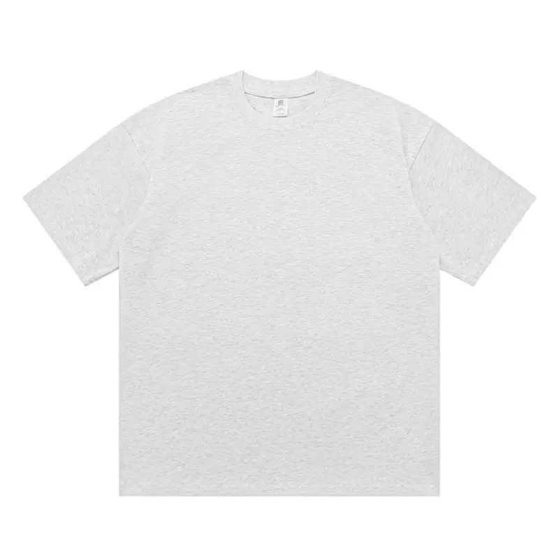 260g Cotton Men's Short Sleeve T-Shirt Grey - Image 7
