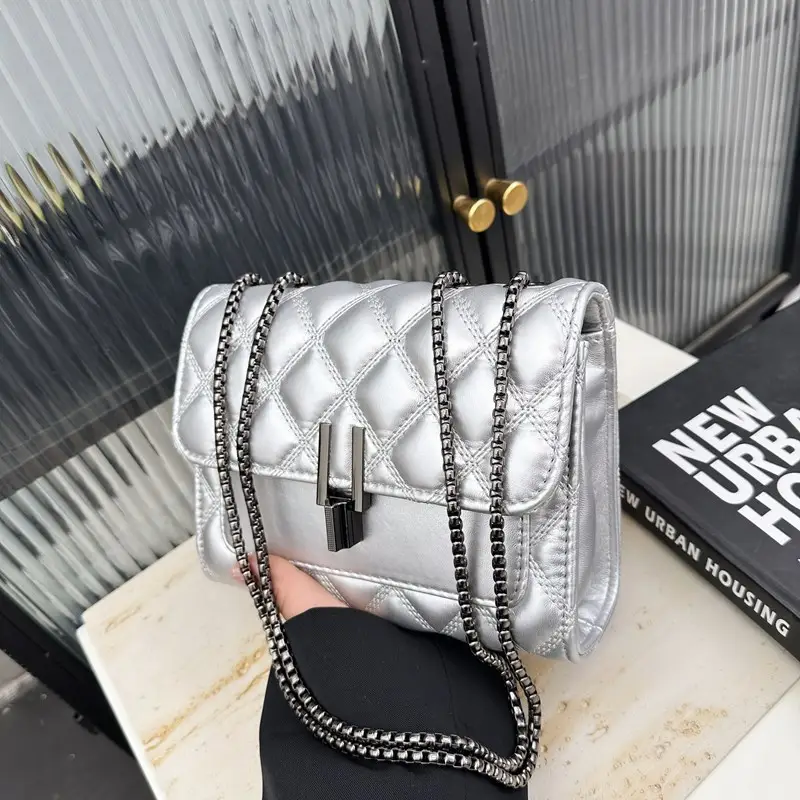 Silver Rhombic Crossbody Bag for Women 2024 - Image 2