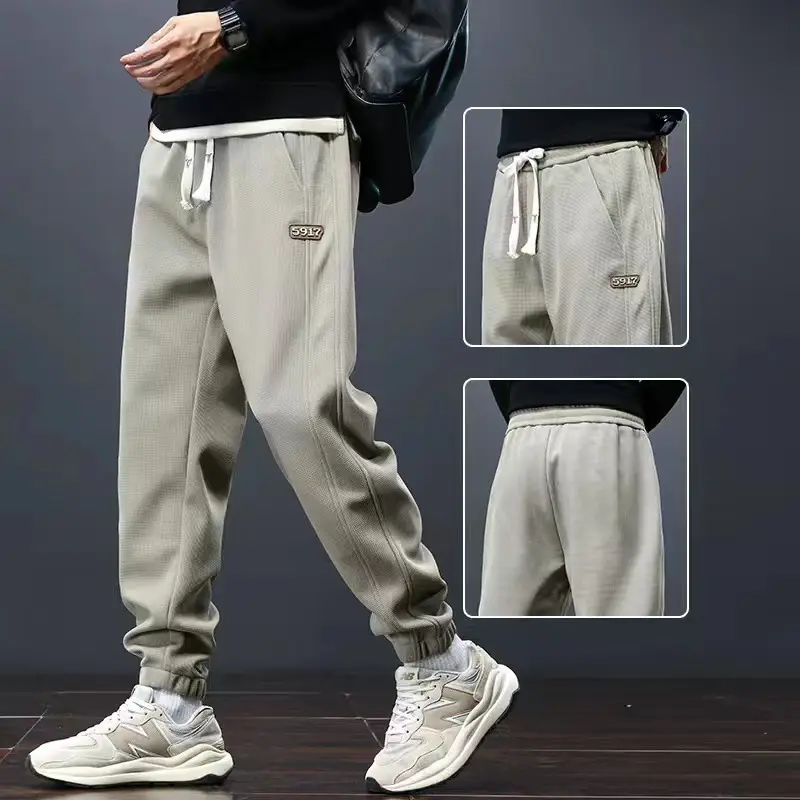 Men Grey Sweatpants Ankle Spring Add Thick - Image 3