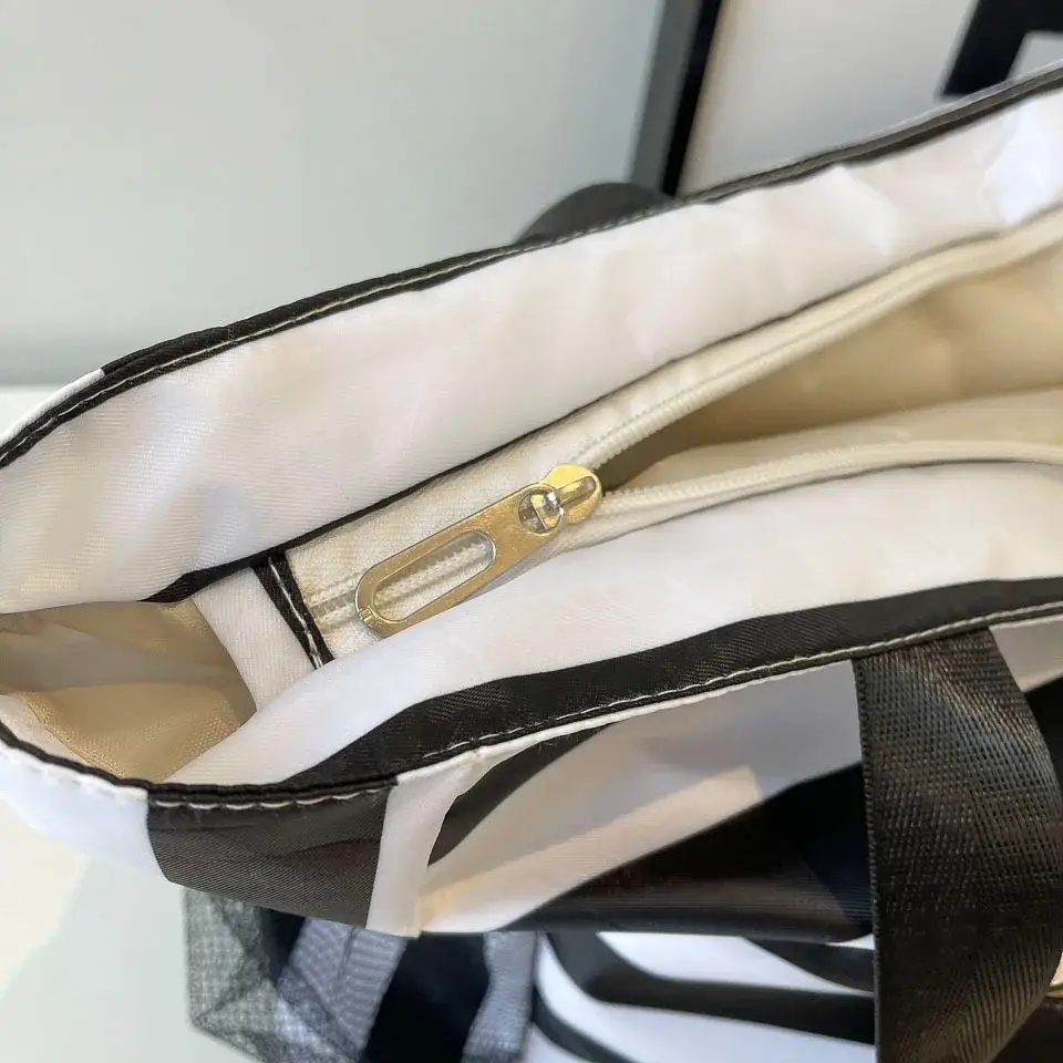 Striped Canvas Tote Bag Blue White Large Capacity — feature 11