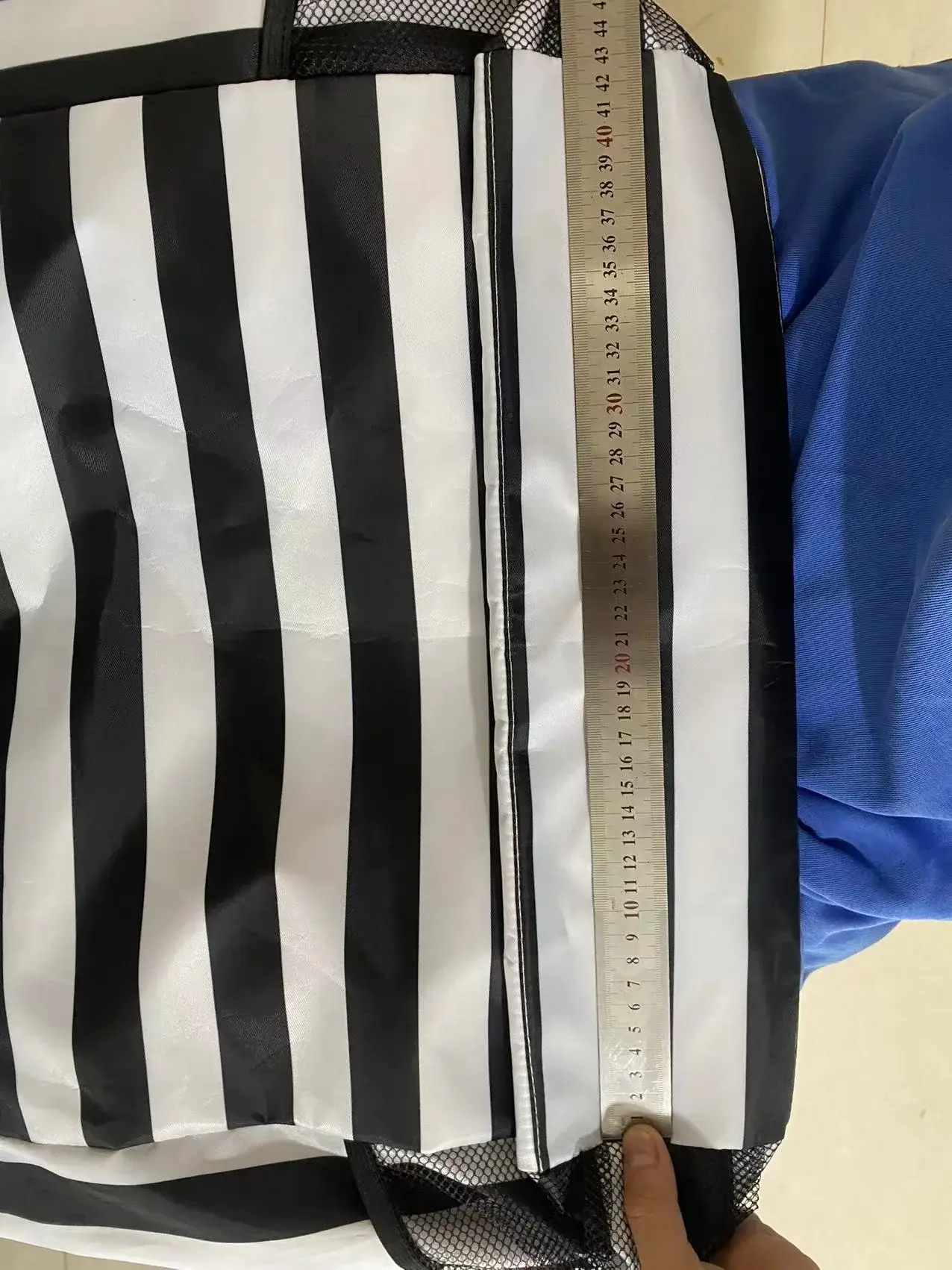 Striped Canvas Tote Bag Blue White Large Capacity — feature 4