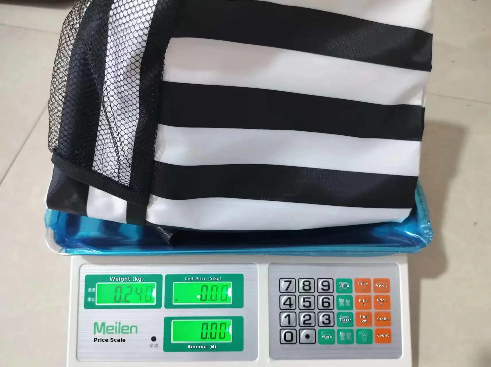 Striped Canvas Tote Bag Blue White Large Capacity — feature 6