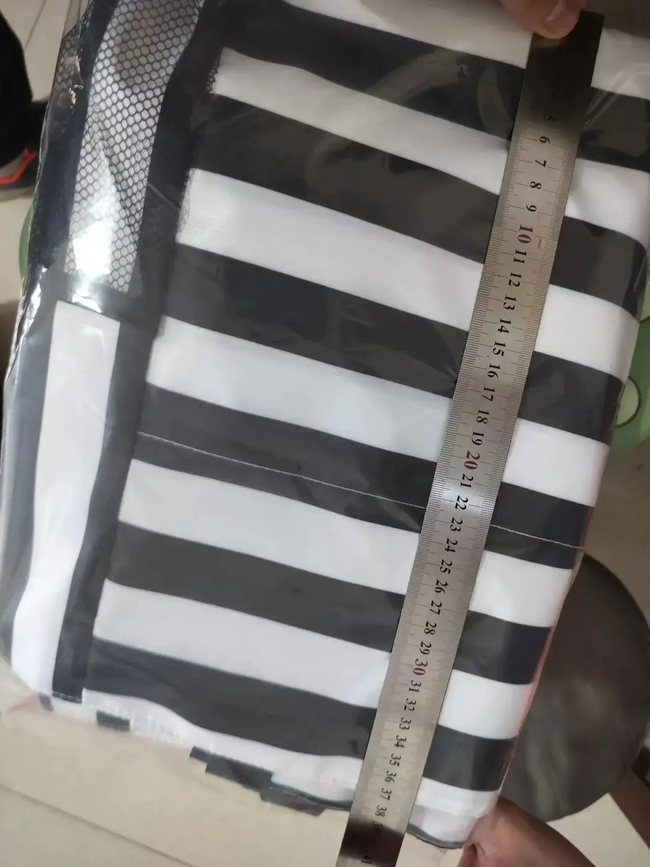 Striped Canvas Tote Bag Blue White Large Capacity — feature 7