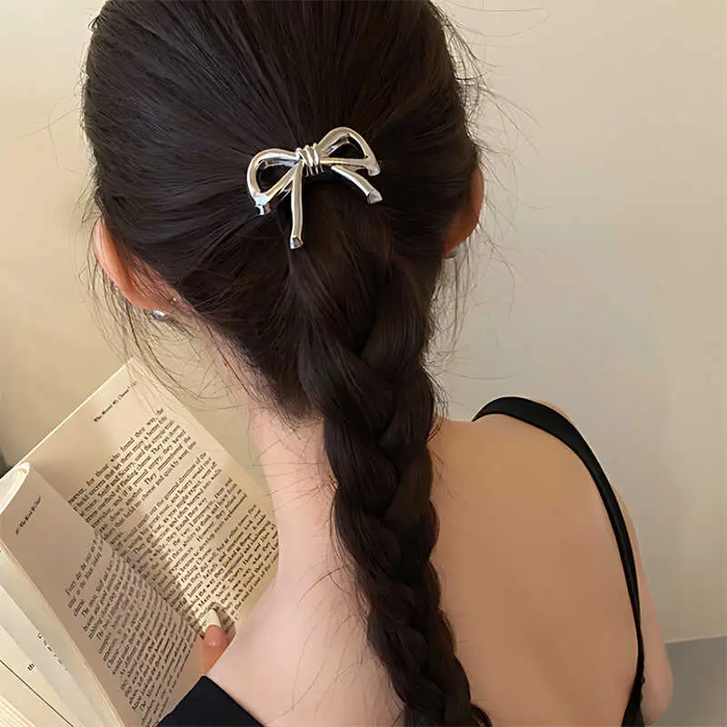 French Bow Hair Ring for Women Gold Black - Image 6