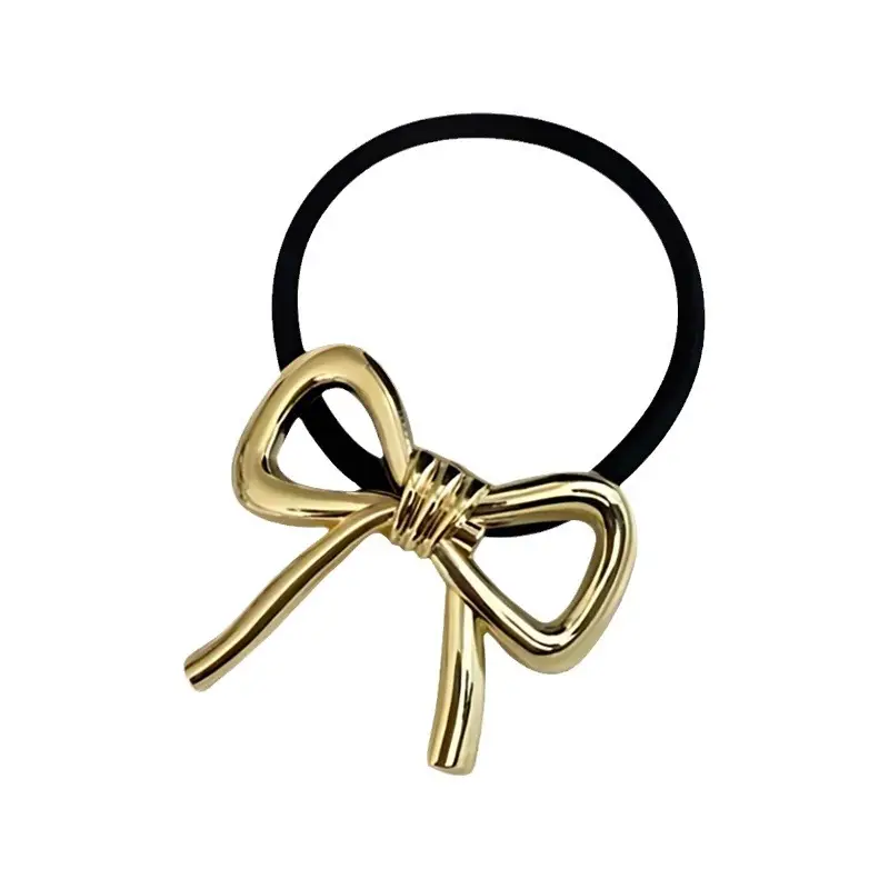 French Bow Hair Ring for Women Gold Black - Image 7