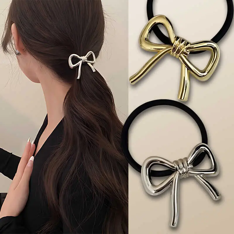 French Bow Hair Ring for Women Gold Black — feature 1