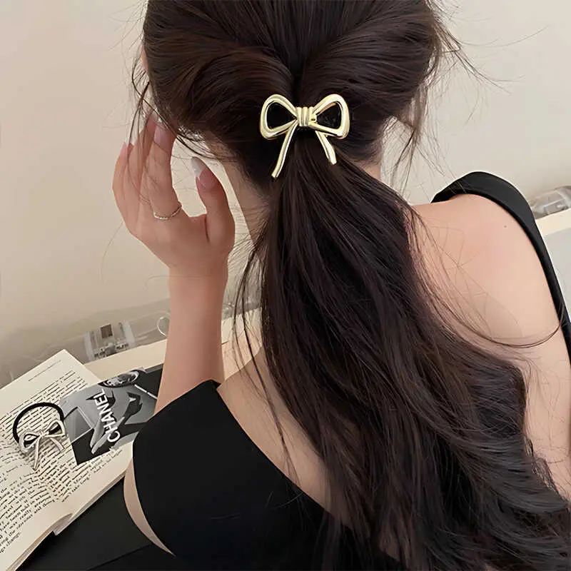 French Bow Hair Ring for Women Gold Black — feature 4