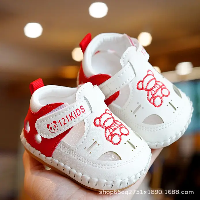 White Red Bow Baby Sandals 0-1 Year Old