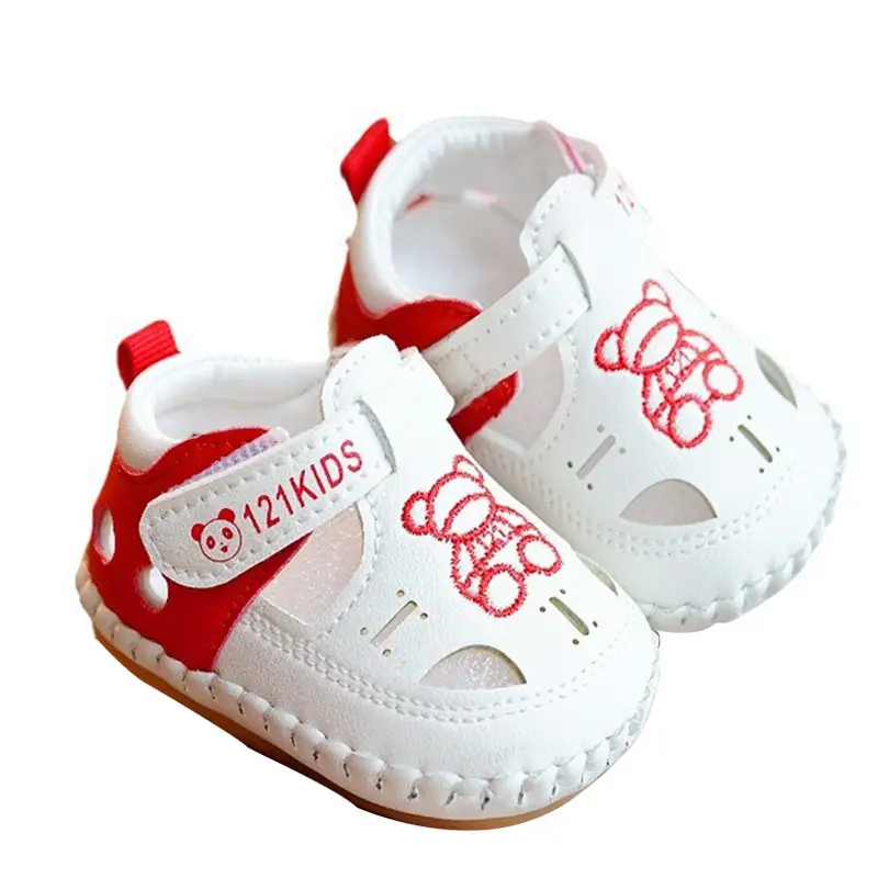 White Red Bow Baby Sandals 0-1 Year Old