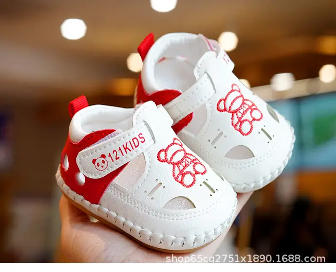 White Red Bow Baby Sandals 0-1 Year Old — feature 5