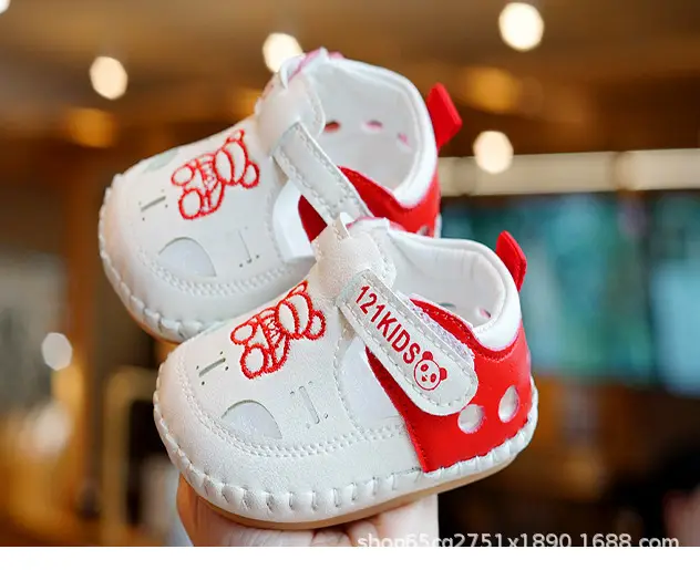 White Red Bow Baby Sandals 0-1 Year Old — feature 6