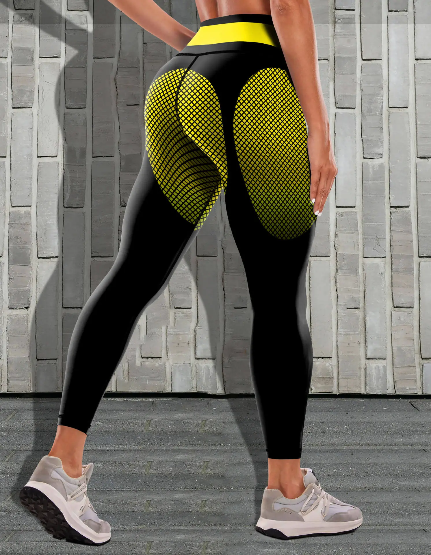 Women's Tight High Waist Yoga Pants Black Yellow Quick Dry — feature 25