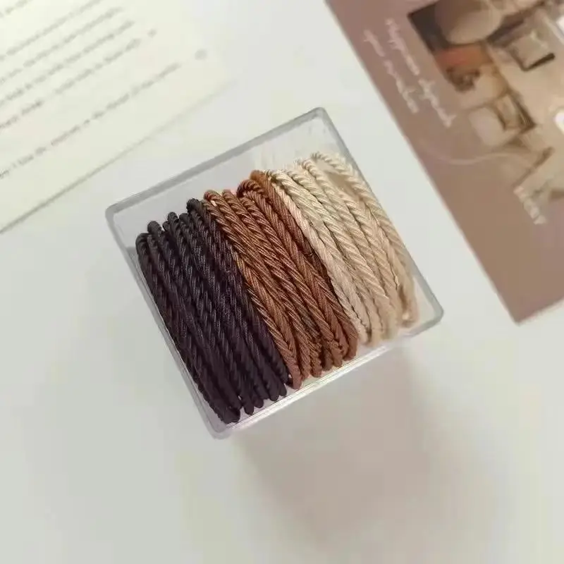 Women's Elastic Hair Ties Milk Tea Color Box