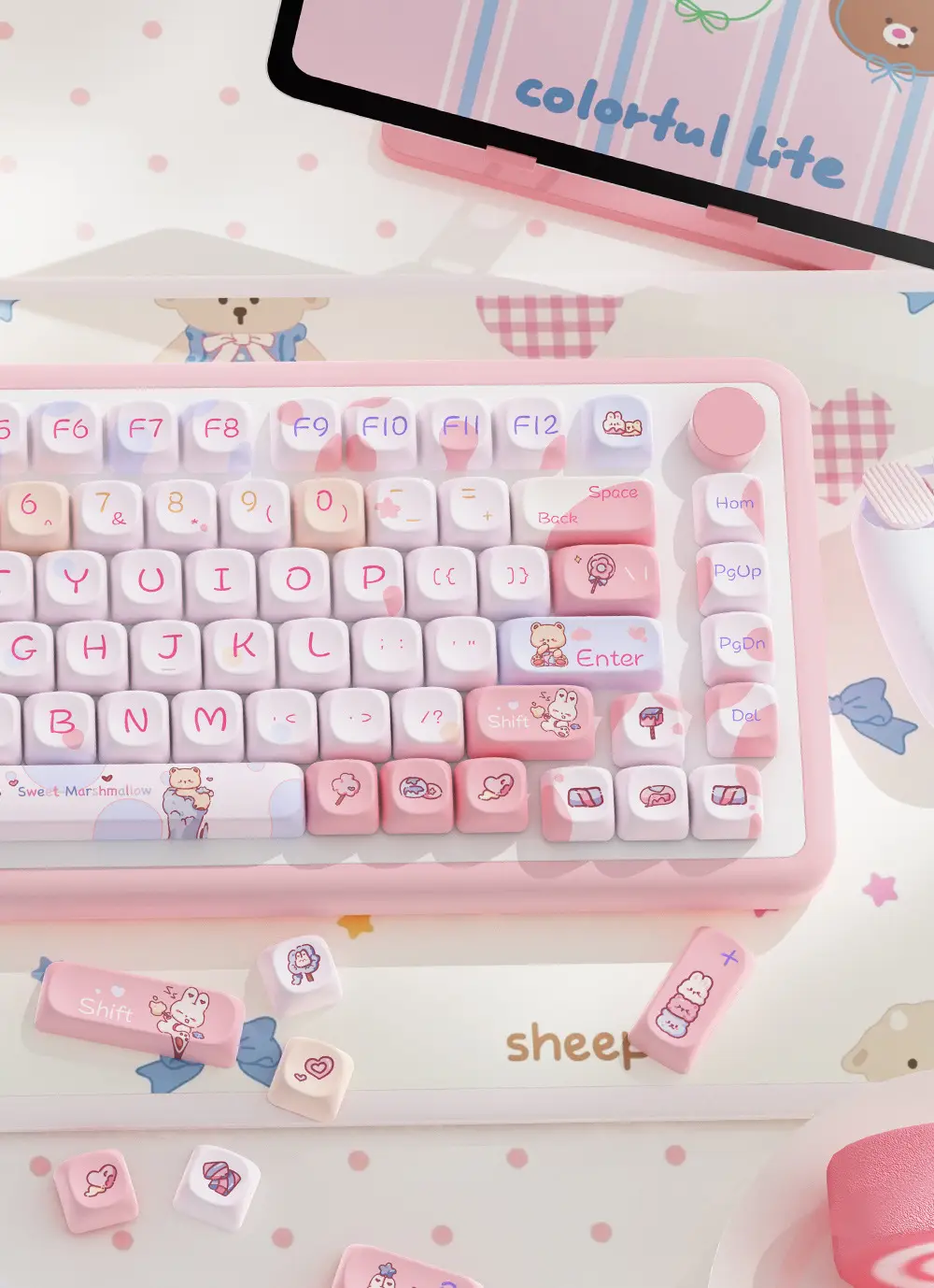 Manufacturer Wholesale Sweet Marshmallow Original Keycaps Cute Korean Style High-Value Mechanical Keyboard Caps for Girls — feature 7