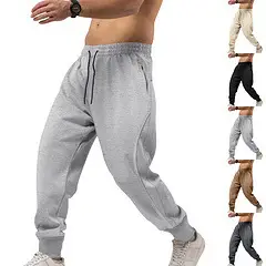 Men's Beige Sweatpants Casual Sports Long Pants - Image 9