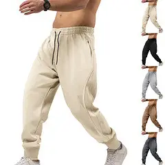 Men's Beige Sweatpants Casual Sports Long Pants — feature 3