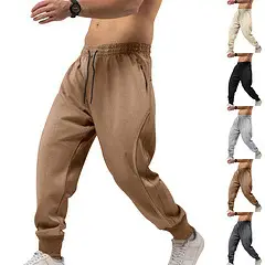 Men's Beige Sweatpants Casual Sports Long Pants — feature 4