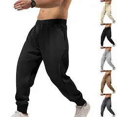 Men's Beige Sweatpants Casual Sports Long Pants — feature 6