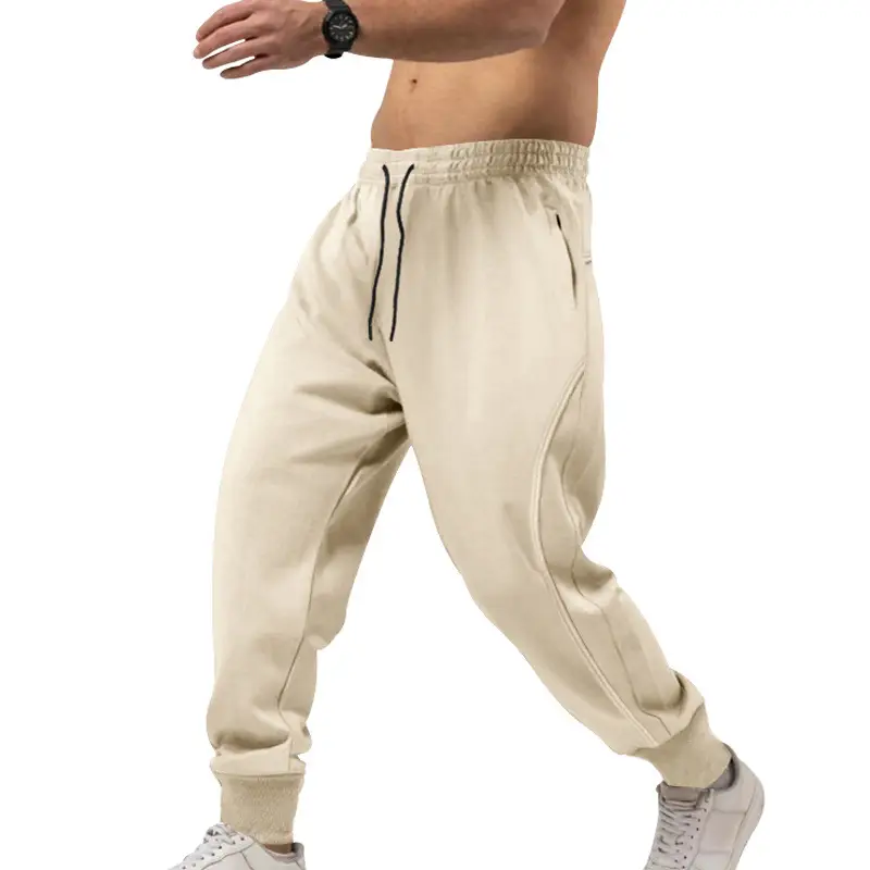Men's Beige Sweatpants Casual Sports Long Pants — feature 8