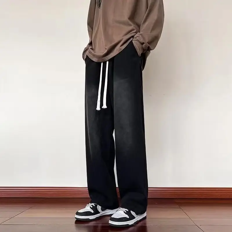 Black Oversize Loose Straight Pants for Boys Men - Image 3