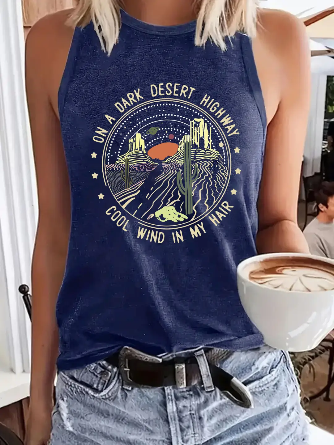 AliExpress Amazon Hot Sale Western Landscape Printed Round Neck Vest Spring Summer Casual Sleeveless Top Women's Clothing