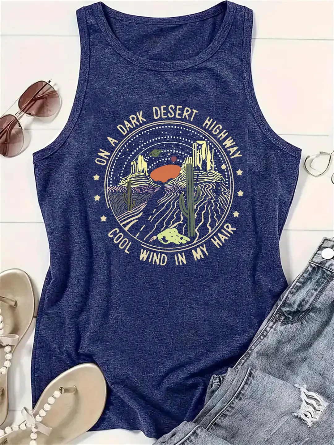 AliExpress Amazon Hot Sale Western Landscape Printed Round Neck Vest Spring Summer Casual Sleeveless Top Women's Clothing — feature 7