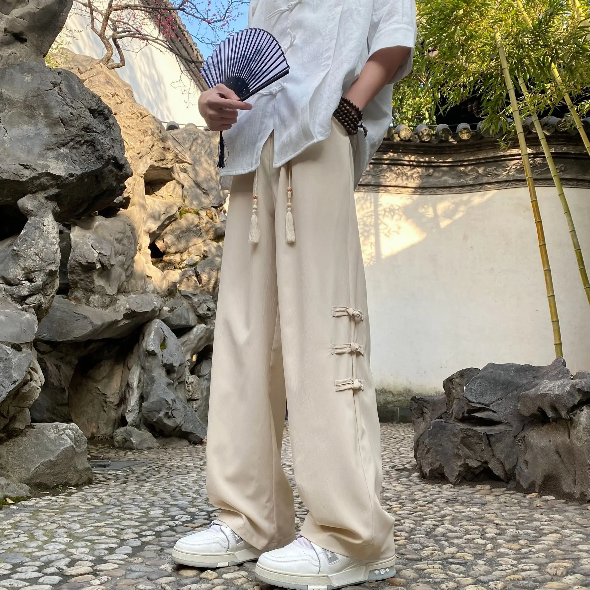 Men's National Style Thin Pants Summer Dipping Straight Casual