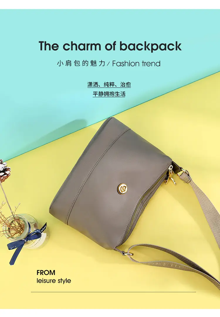Women's 9-Layer Crossbody Bag Grey Nylon Multi-Back — feature 18
