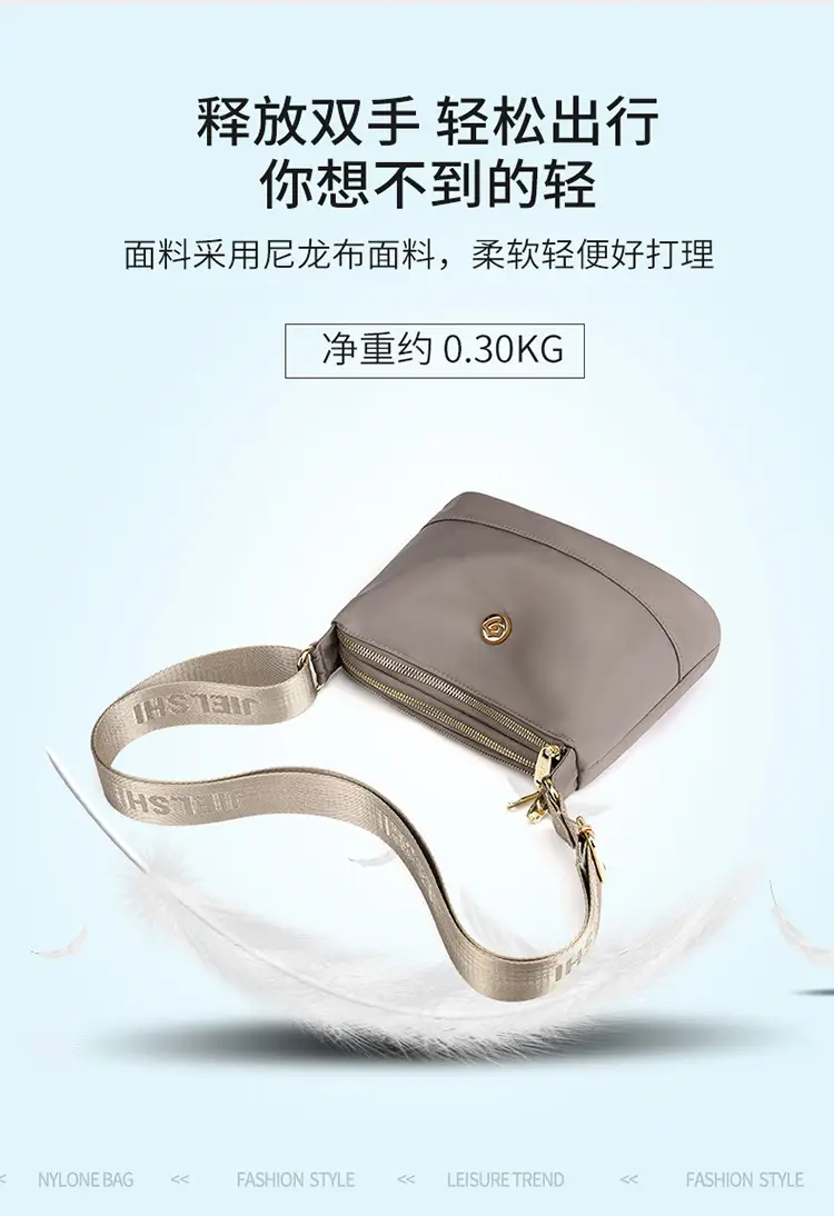 Women's 9-Layer Crossbody Bag Grey Nylon Multi-Back — feature 35
