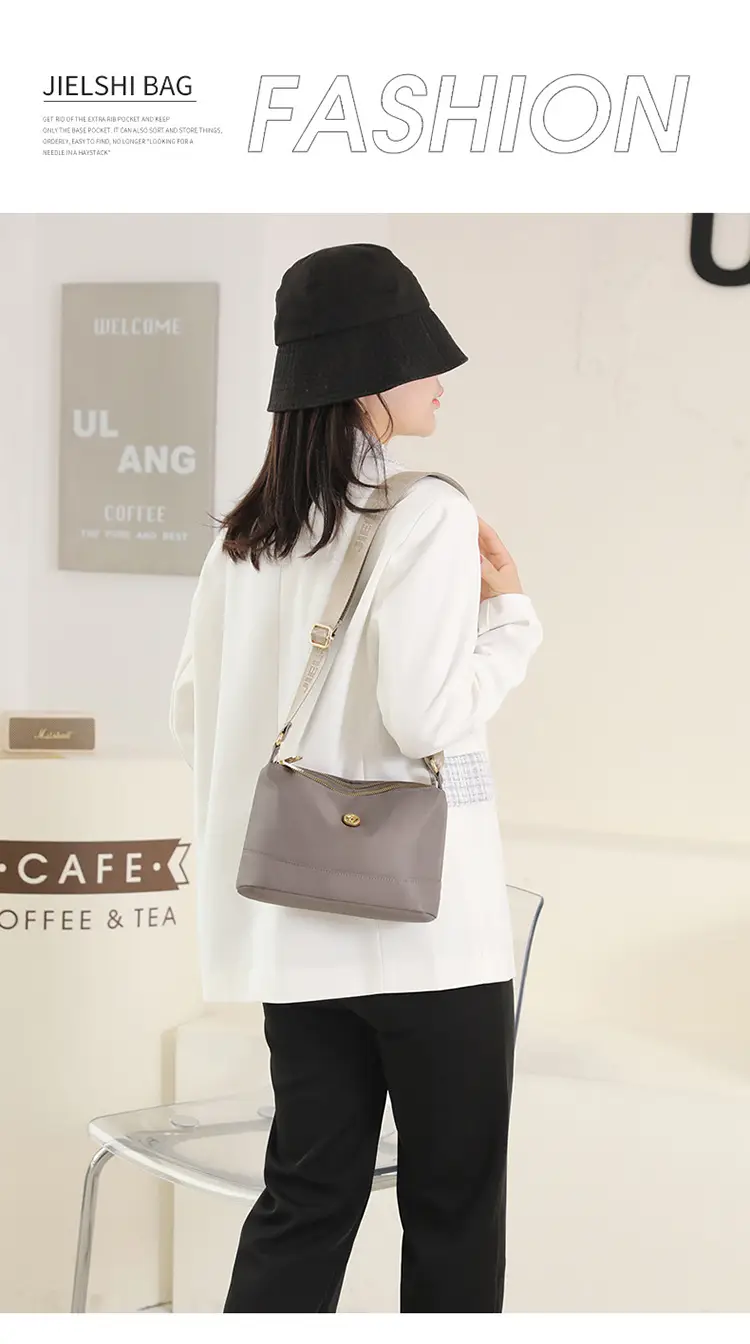 Women's 9-Layer Crossbody Bag Grey Nylon Multi-Back — feature 43