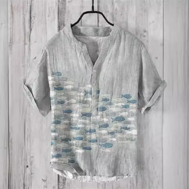 2024 Green Hawaiian Art Print Shirt with 3D Fish Design - Image 9